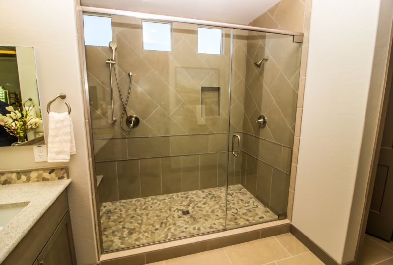 Corner Shower with Curved Glass
